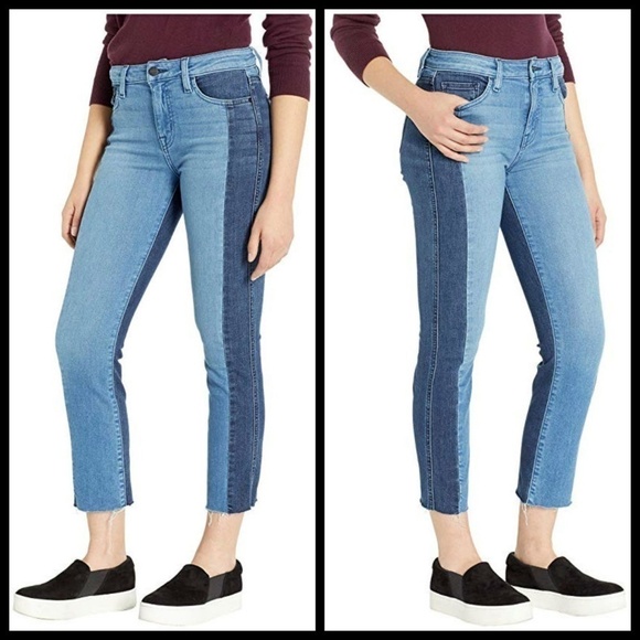 💕SANCTUARY💕 Two Tone Straight Raw Hem Crop Jeans - Picture 4 of 8